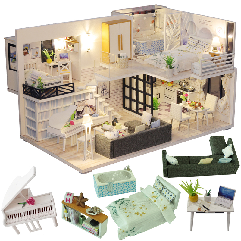 Cutebee DIY House Miniature with Furniture LED Music Dust Cover Model  Building Blocks Toys for Children Casa De Boneca M21 - Price history &  Review, AliExpress Seller - CUTEBEE Official Store