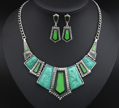 Ahmed Jewelry Punk Trendy Vintage Crystal Colorful Drip Pendants Necklaces and Earrings Jewelry Set For Woman 2015 New Gift S62 ► Photo 1/4