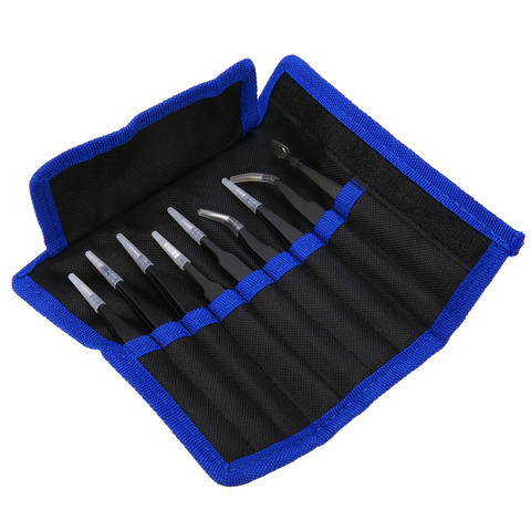 9pcs Stainless Steel Precision Tweezers Set Anti Static Repair Tool Kit for SMD Chip Jewelry Electronic Repairing Hand Tools ► Photo 1/6