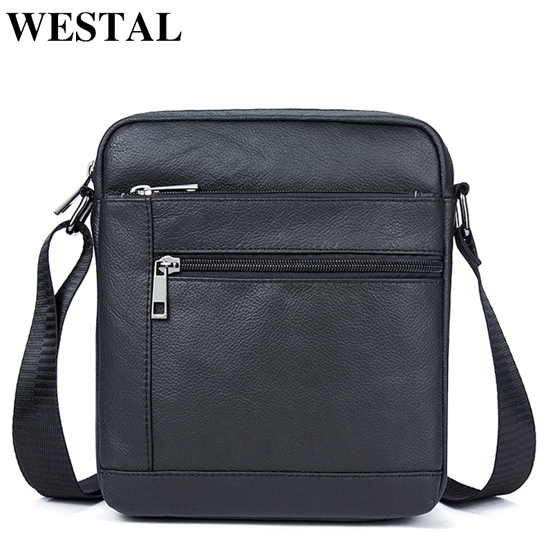 WESTAL Men's Leather Shoulder Bag Male Mini Croco Designer Leather Bag Man  Purse Small Mens Crossbody Bags for Gift Phone 6030