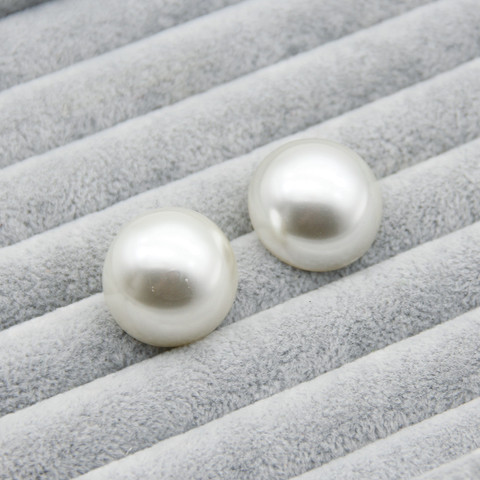 FishPeach 25mm Korean Style Simple Half-Round White Imitation Pearl Earrings Stud Earrings For Women Fashion Jewelry Accessories ► Photo 1/5