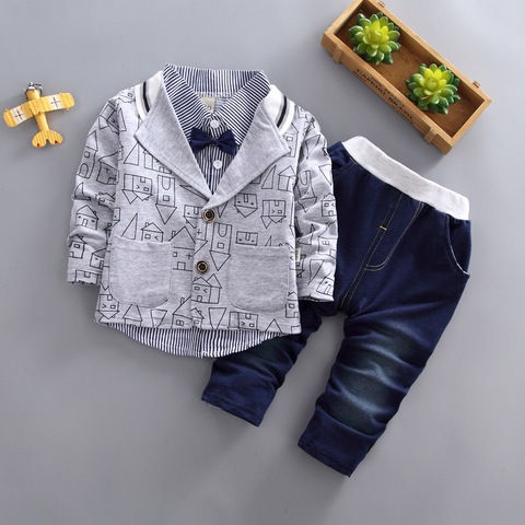 Bibicola Spring Autumn Children Clothing Set 2022 New Fashion Baby Boys Shirt+coat+pants 3pcs Clothes Kids Boys Outfits Suit ► Photo 1/6