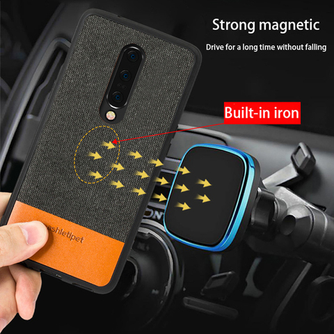 Men business Magnetic case for oneplus 7 Pro 7T 8 8pro 6 Nord 8T fabric shockproof Car Holder cover original one plus 6 6t 7t 5t ► Photo 1/6