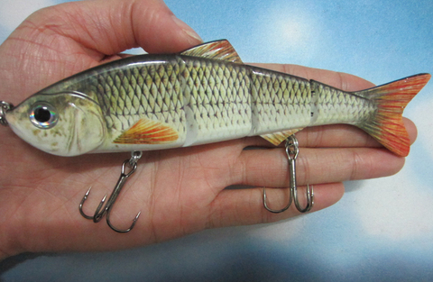 4" Multi Jointed Fishing Lure Bait Bass Crank Minnow Swimbait Life Like Pike