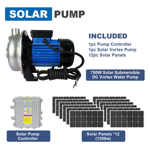 ECOWORTHY 1200W Solar Panel& Solar Pump Brushless DC Water Pump 750W& MPPT Controller for home off grid solar system 1200W ► Photo 1/6