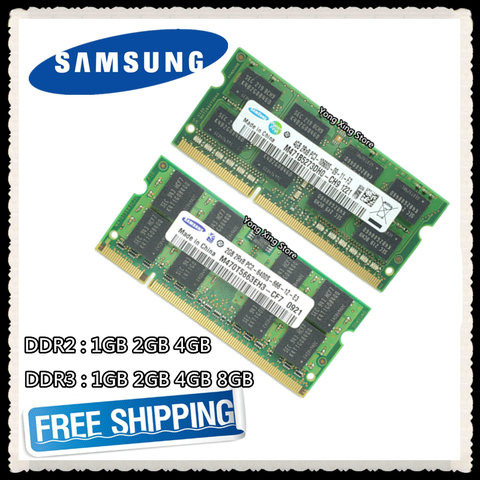 Samsung DDR2 1GB 2GB DDR3 4GB 8GB PC2 PC3 533 667 800 1066 1333MHz 1600MHz 5300 6400 8500 10600 12800 Laptop Notebook RAM memory ► Photo 1/6