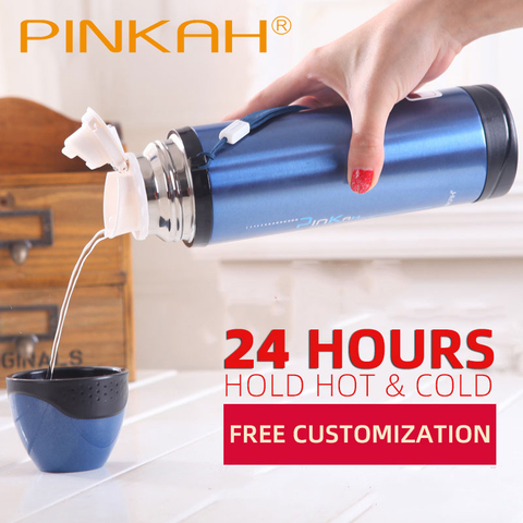 PINKAH Thermos Stainless steel Double Wall Thermal Cup Bottle Travel Mug Water Vacuum Cup School Home Office Coffee  Cup 500ML ► Photo 1/6