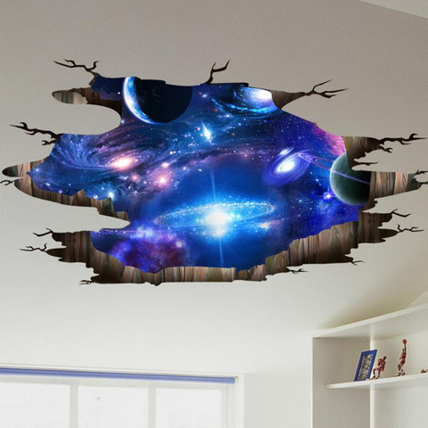 Creative 3D Universe Galaxy Wall Stickers For Ceiling Roof Self-adhesive Mural Decoration Personality Waterproof Floor Sticker ► Photo 1/4
