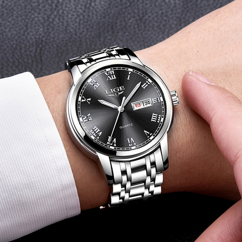 LIGE Top Luxury Brand Men Sports Watch Male Casual Full steel Date Wristwatches Men's Quartz watches relogio masculino ► Photo 1/6