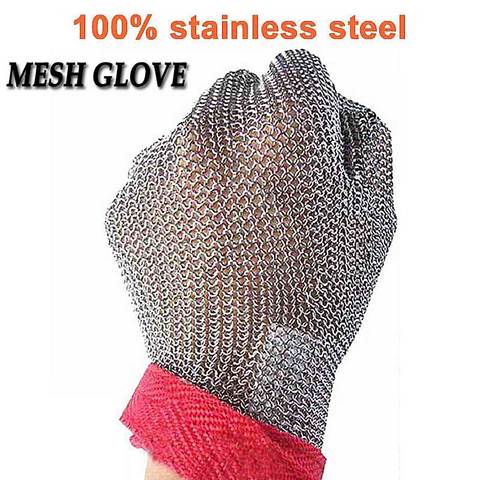 NMSafety High Quality 100% Stainless Steel Ring 304 Cut Resistant Butcher Protect Meat Gloves ► Photo 1/6