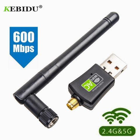Kebidu AC 600Mbps USB Wifi Adapter 5/2.4Ghz Dual Band with Antenna Dongle LAN 802.11ac/a/b/g/n for Windows XP Win 7 10 Mac Vista ► Photo 1/6