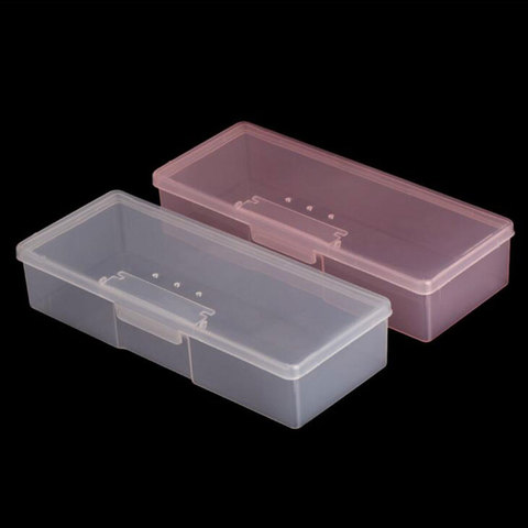 Nail Art Rectangle Plastic Transparent Storage Box Nail Rhinestone Brush Pen Buffer Grinding Files Container Case 193x77x39mm ► Photo 1/3
