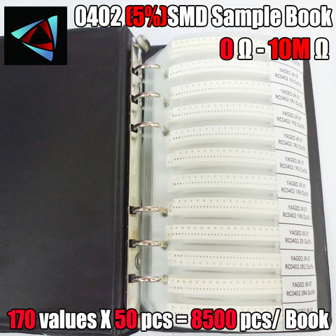 0402 5% 0R~10M YAGEO SMD Resistor Sample Book Tolerance 170valuesx50pcs=8500pcs Resistor Kit ► Photo 1/1