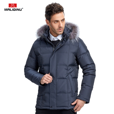 MALIDINU 2022 Men Down Jacket Winter Down Coat Real Fox Fur Mens Down Parka Thick Warm Winter Jacket Men Big Size Men Coats -30C ► Photo 1/6