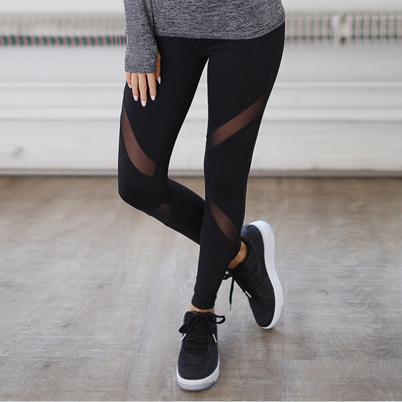 Womens Mesh Net Yoga Gym Fitness Workout Pants Sport Legging Running Trousers US
