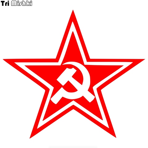 Tri Mishki HZX247 13.6*15cm funny car stickers Red Star Communist hammer and sickle auto car sticker ► Photo 1/6