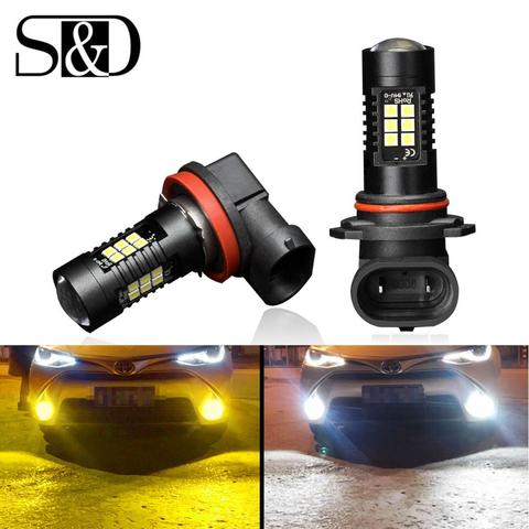 2Pcs H8 H11 Led Bulb HB4 Led HB3 9006 9005 Fog Lights 1200LM DRL Daytime Running Car Auto Lamp 6000K White 3000K Golden Yellow ► Photo 1/6