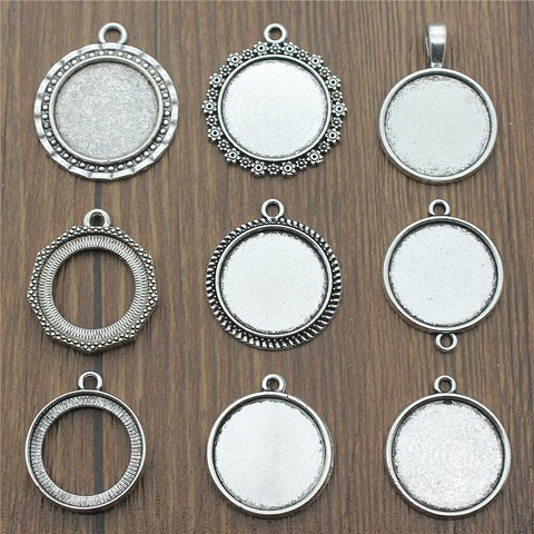 15pcs/lot Fit 20mm Round Glass Cabochon Base Setting Pendant Tray For Jewelry DIY Making Antique Silver Color FM4024 ► Photo 1/1