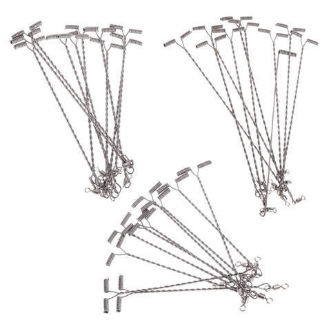 10Pcs Fishing Wire Arm With Swivel T Shaped Stainless Steel 9/12/15cm Rig Tackle ► Photo 1/5