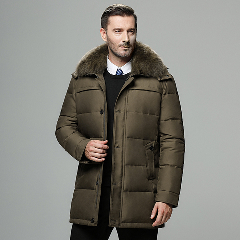 Winter Genuine Fur Hood Long Duck Down Jackets Men Windproof Thick Down Coats Male Casual Outerwer Brand Down Parkas Overcoats ► Photo 1/4