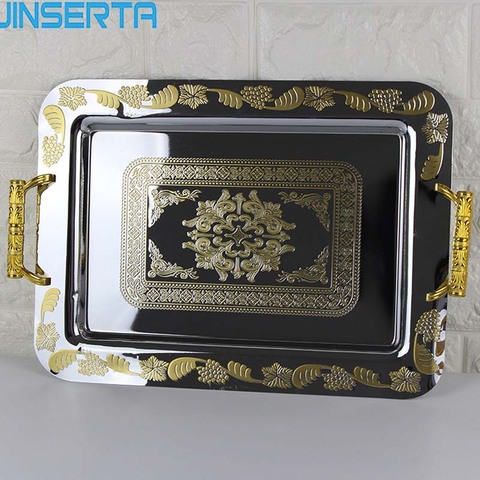 JINSERTA Metal Storage Tray Retro Dessert Fruit Cake Plate for Home Party Wedding Decoration Restaurant Hotel Cafe Serving Tray ► Photo 1/5