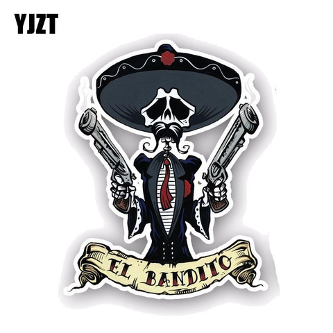YJZT 10CM*12.7CM Car Accessories EL BANDITO Skull Car Sticker Style Decal PVC 6-0046 ► Photo 1/6