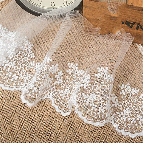 High quality 12cm hollow flower embroidery lace gauze DIY handmade clothing accessories material ► Photo 1/1
