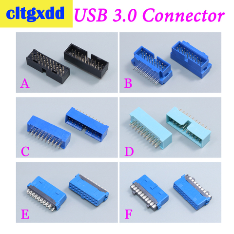 cltgxdd 2pcs USB 3.0 20p 19pin USB3.0 male connector 180 Degree Motherboard Chassis Front Seat Expansion Connector Socket ► Photo 1/6