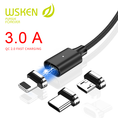 WSKEN X2 Magnetic Charging for iPhone Magnetic Cable USB Type C Cable 3A Charger Micro USB Cable Type C USB C Cable Wire Adapter ► Photo 1/6