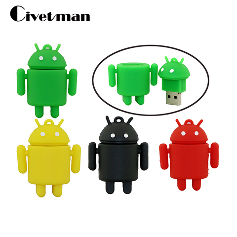 Pen Drive Cartoon Cute Android Robot USB Flash Drive 8GB 16GB 32GB 64GB 128GB Usb Memory Stick Pendrive External Storage Gifts ► Photo 1/6