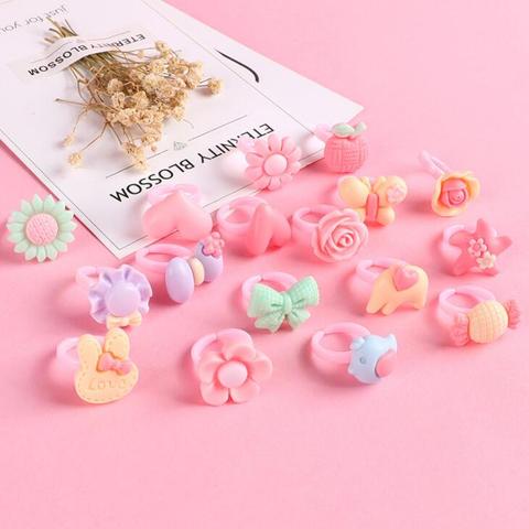 12pcs Ring For Children Jewelry Fashion Colored Multicolor Ring Cute Girls Gifts  Lovely Fruit Scrub Animal Princess Suit Kinds ► Photo 1/4