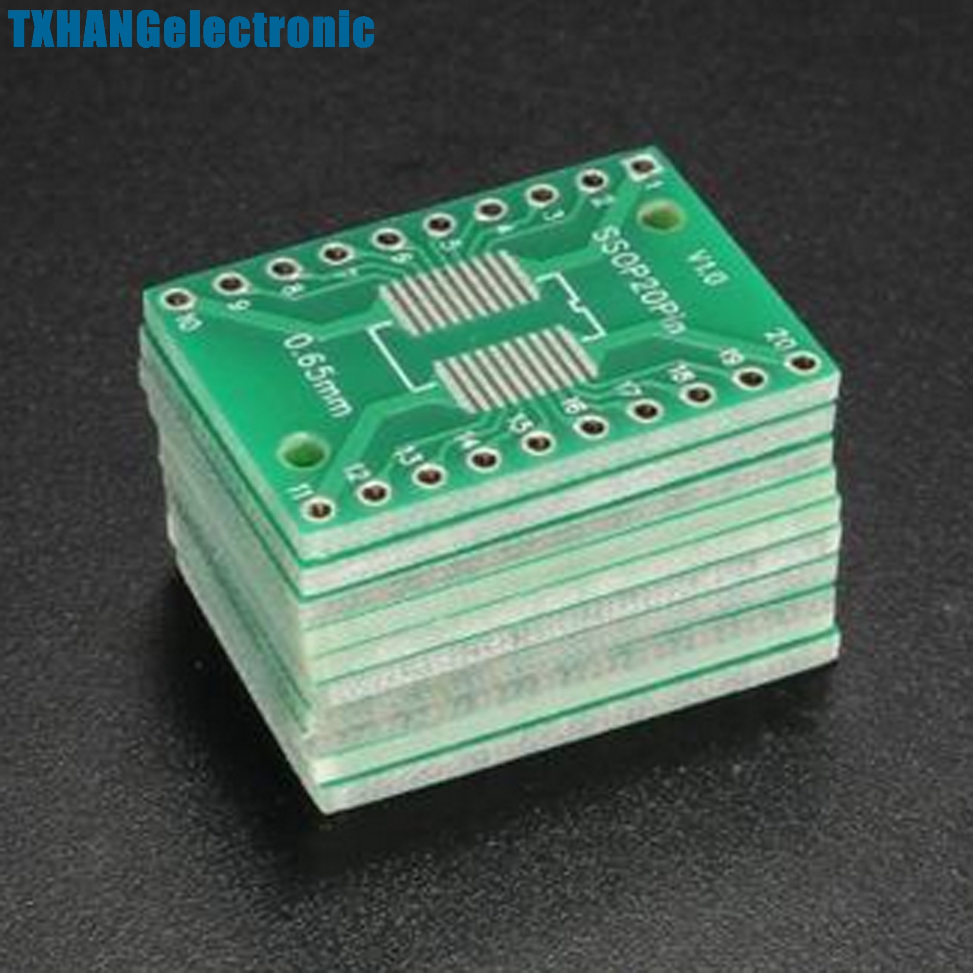 10PCS  SOP20 SSOP20 TSSOP20 To DIP20 0.65/1.27mm IC Adapter PCB Board 
