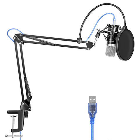 Neewer USB Microphone for Windows and Mac with Stand, Shock Mount, Pop Filter,Kit for Broadcasting and Sound Recording (Black) ► Photo 1/6
