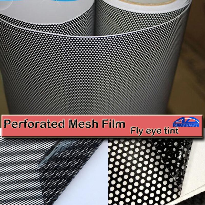 for Car Scooter Motorcycle Headlight Rear Light Decal Sticker Size : 30x200cm Perforated Tint Mesh Film Black One Way Vision