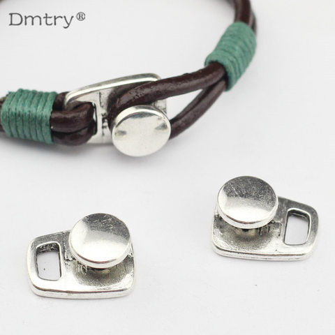 Dmtry 5pcs Antique Silver Button Clasp Hook Clasp For 4mm Round Leather Cord Diy Bracelet Bangle Jewelry Findings C0013 ► Photo 1/5