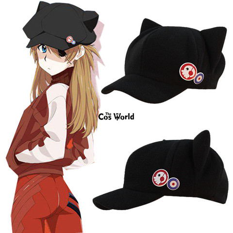 EVA Shikinami Asuka Rangure Cat Ear Polar Fleece Hat Peak Cap Baseball Cap Anime Cosplay Accessories ► Photo 1/6