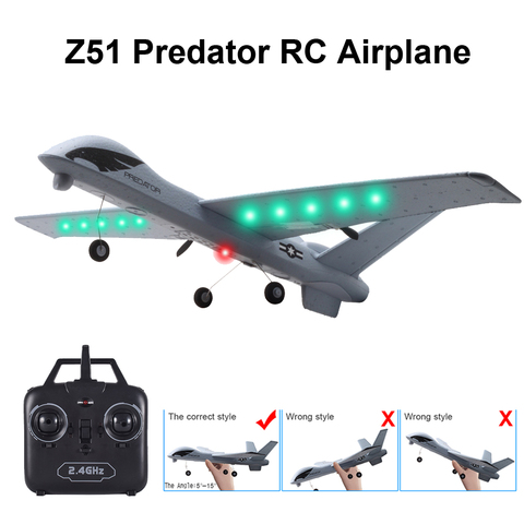 RC Airplane Plane Z51 20 Minutes Flight Time Glider 2.4G Flying Model with LED Hand Throwing Wingspan Foam Plane Toys for Kids ► Photo 1/6