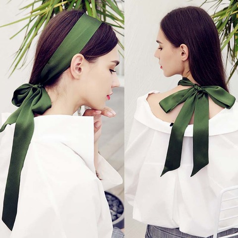 NEW pure satin silk scarf for women long neck hair scarf bag strap small neck scarves fashion elegant belt tie handbag scarf ► Photo 1/6