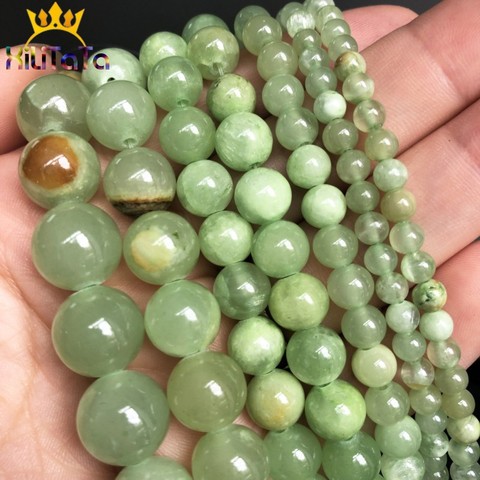 Natural Stone Flower Green Lace Jades Beads Round Loose Beads For Jewelry Making DIY Bracelets Necklace 15''Strand 4/6/8/10/12mm ► Photo 1/6