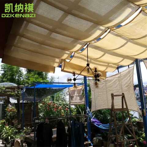 Customized Sliding Roof Retractable Wave Sun Shade Sail with Pulley made of 185 GSM 95% UV HDPE Shade Net yard & balcony ► Photo 1/6