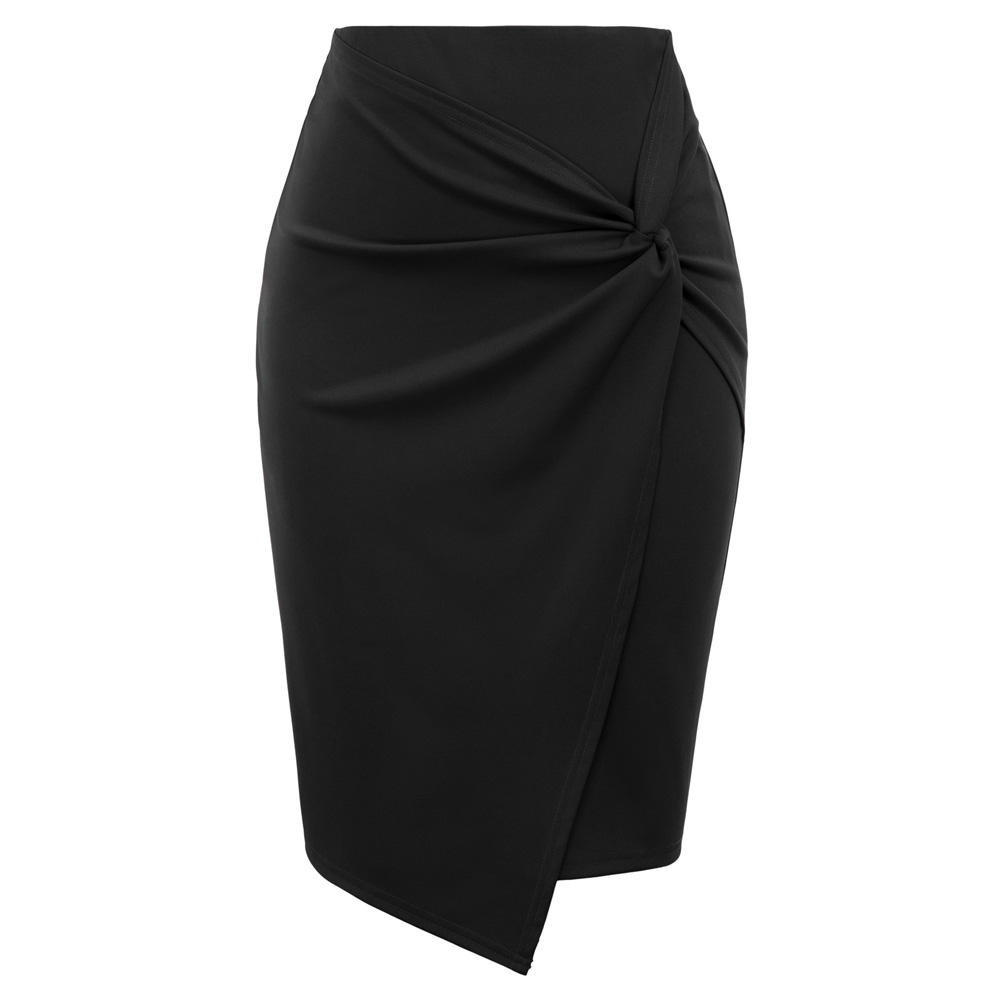 Summer Skirts Women Clothing New Solid Color Asymmetrical Wrap Front Stretch Bodycon Pencil Skirt Slim Knee OL Work Office Lady ► Photo 1/6