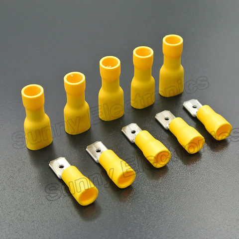 100pcs (50Pairs) 6.3mm Yellow Female/Male Spade Insulated Electrical Crimp Terminal Connectors ► Photo 1/1