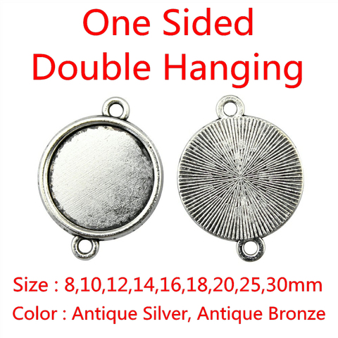 30pcs Fit 8/10/12/14/16/18/20/25/30mm One Sided Double Hanging Classical Zinc Alloy Cameo Cabochon Base Setting For DIY ► Photo 1/6