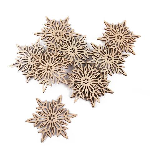 10pcs Christmas Wooden Snowflake Pendant Decoration Embellishments with String Unfinished Wood Disc ► Photo 1/6