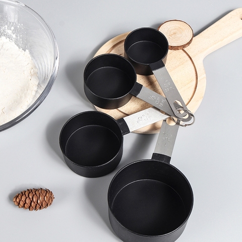 4 / 8PCS Stainless Steel Retro Copper Plated Black Baking Measuring Cup And Measuring Spoon Plastic Ladle Measuring Tool Set ► Photo 1/6