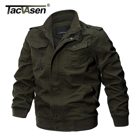 TACVASEN Military Jacket Men Winter Bomber Jacket Coat Army Safari Cotton Pilot Jacket Autumn Fashion Casual Cargo Slim Fit Coat ► Photo 1/6