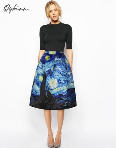 Qybian new Faldas Vintage 2022 Van Gogh Print Ladies Skirts High waist Womens Skirts Christmas skirt ► Photo 1/4