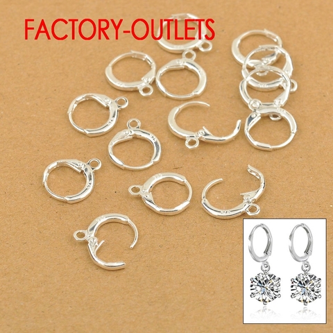 Wholesale 50 PCS DIY Korean Earrings For Women Fashion Jewelry Findings Genuine 925 Sterling Silver Earrings 13MM Hoop Settings ► Photo 1/1