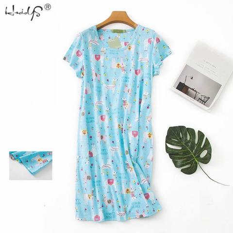 Women Plus Size Short Sleeve Cotton Nightgown Sleepwear Sleep Shirt Casual Ladie Nightgowns Sleepshirts Loungewear Home Clothing ► Photo 1/6