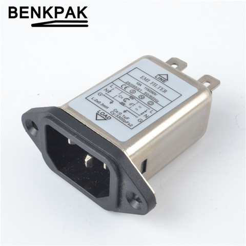 IEC 320 C14 Male Socket Panel Mount Power Line power EMI filter 10A 125/250V BETTER THAN YUNPEN YB10A1 Connector ► Photo 1/6